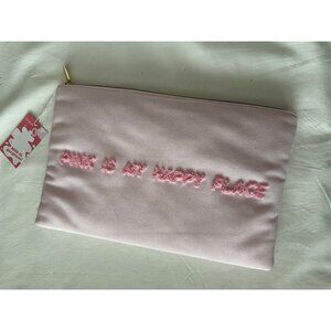 NWT Benefit Pink Is My Happy Place Branded Flat Makeup Skincare Travel Bag Pink